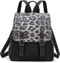West Black Leopard Print Small Backpack Purse for Women Vegan Leather Mini Womens Backpack Cute Convertible Shoulder Bag