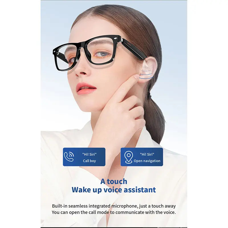 Wireless Smart Audio Glasses UV Protection Anti Blue Light Open Ear Bluetooth Eyewear